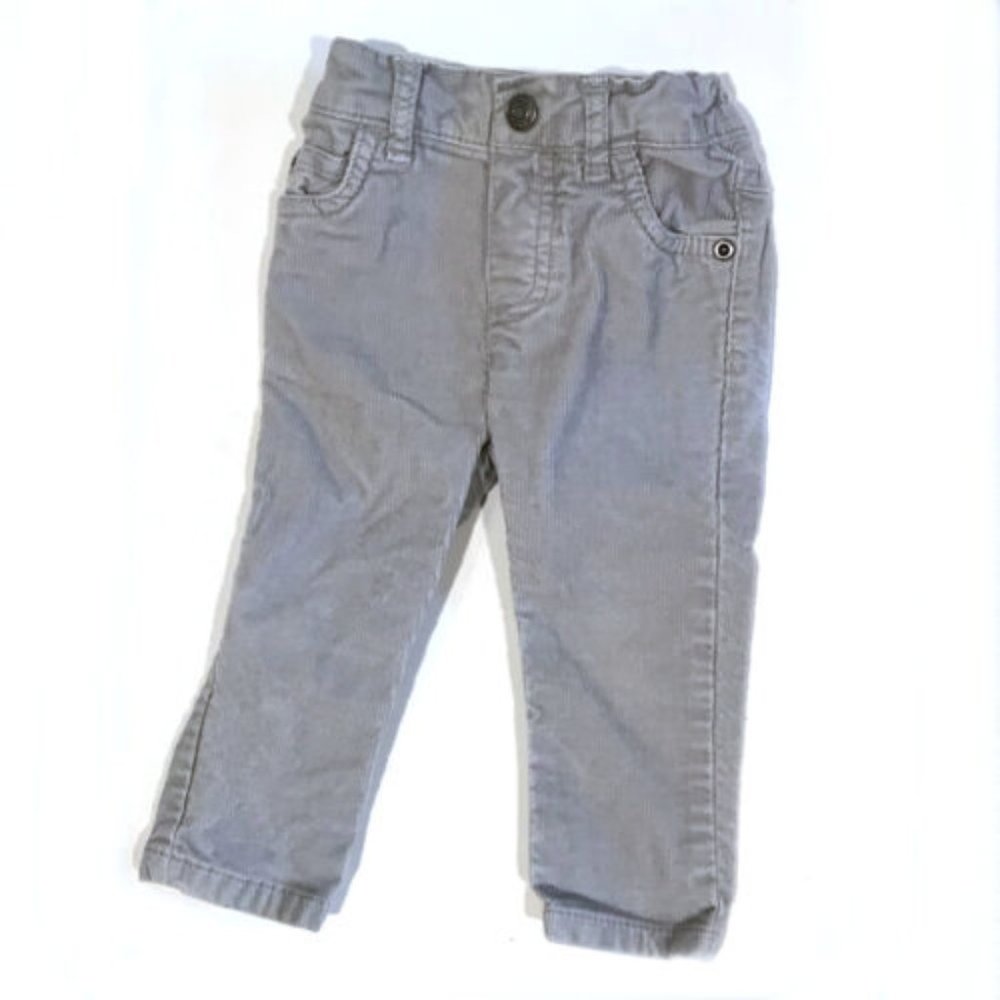 Carter's Boys Light Gray Corduroy Elastic Waist Pants - 12m